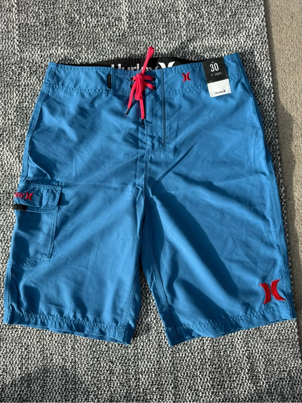 NEW Hurley “One & Only” Men's Blue & Hot Pink Board Shorts - 30 x 22